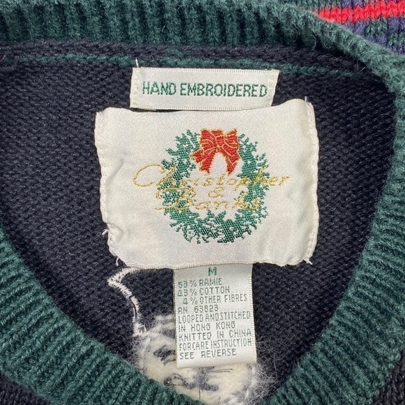 Christopher & Banks Hand Embroidered Snowman Christmas Sweater Medium - Picture 3 of 5